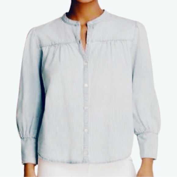 Joie Blue Gray Chambray Button Up Top XS - Picture 1 of 9